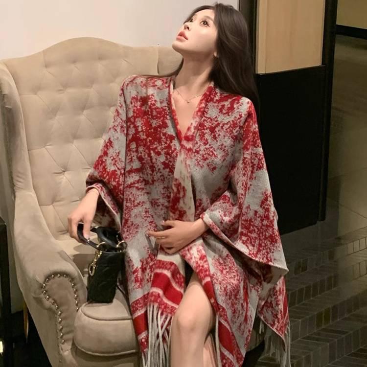 Юньнаньская ретро шаль с кисточками - Женский осенне-зимний плащ-шарф для путешествий и отпуска