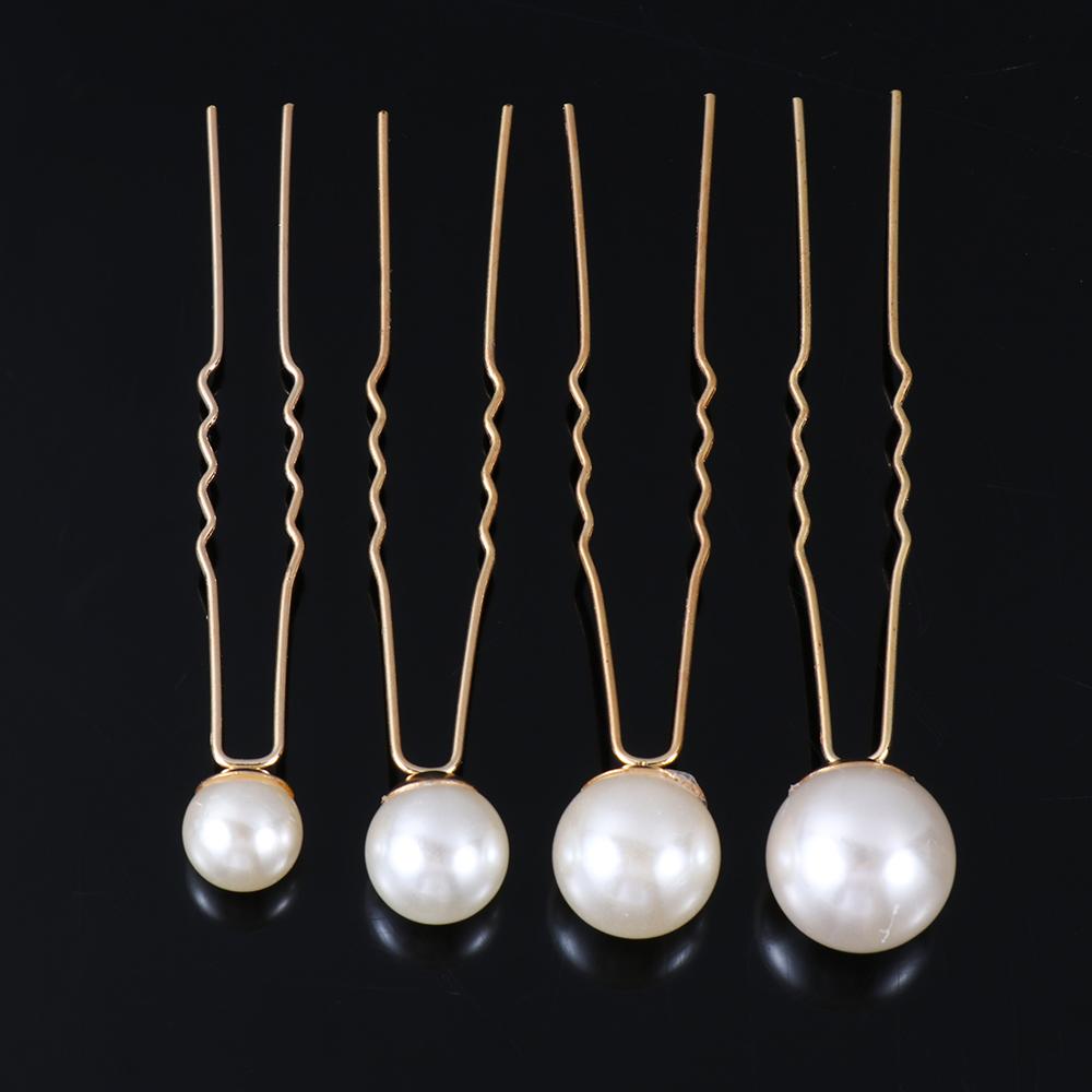 Tiara Wedding Hairstyle Design Tools Pearl Hair Stick U Shape Hair Clip Headwear Pearl Hair Pins