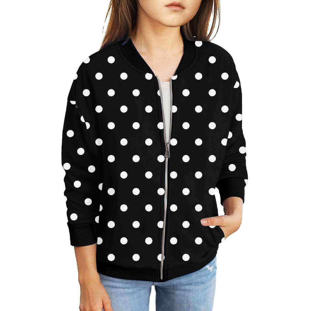 Куртки на молнии для девочек, детские осенние толстовки с длинными рукавами, верхняя одежда с карманами 5-15 лет