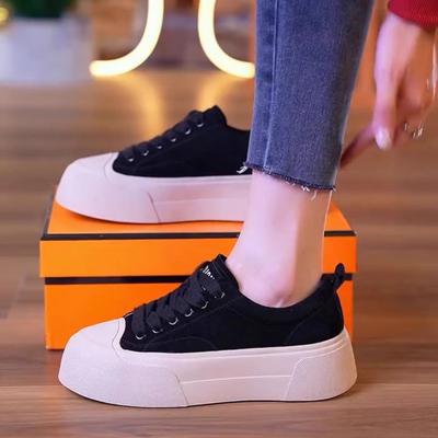 Ретро обувь на высокой платформе, повседневная, универсальная, темпераментная, женская обувь на шнуровке