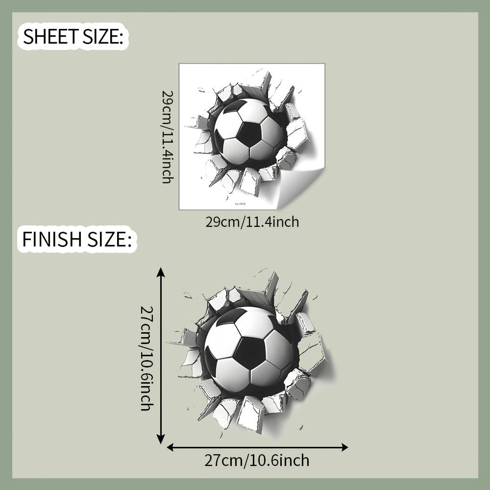 1 шт. Наклейка на стену в виде футбола, Съемная водонепроницаемая ПВХ наклейка для стен, дверей, шкафов и оконных украшений, украшение для гостиной