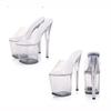 2025 summer new thick-soled high-heeled transparent fish-mouth sandals fairy fairy wind word with super high-heeled shoes