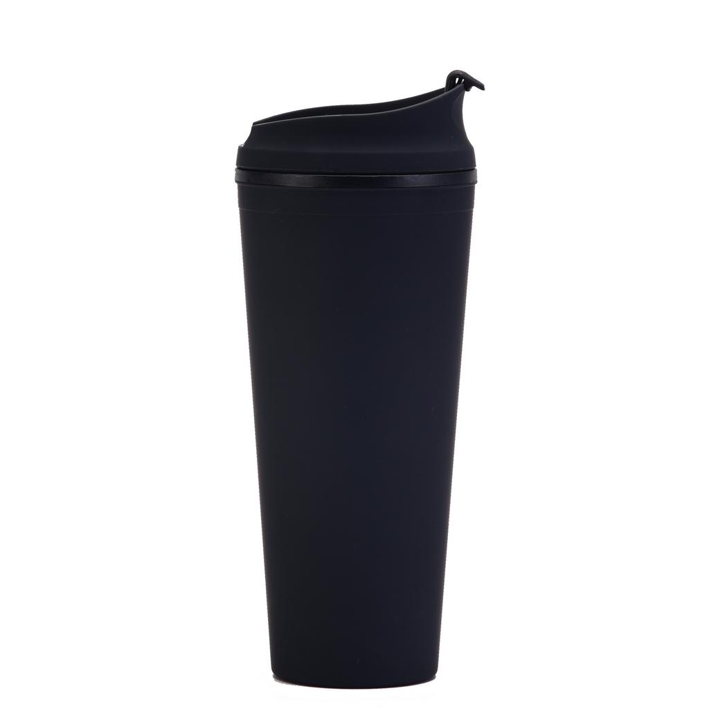 24oz Large Capacity Double-Layer Plastic Straw Cup Portable Flip-Top Lid Outdoor Frosted Design Direct Drinking for