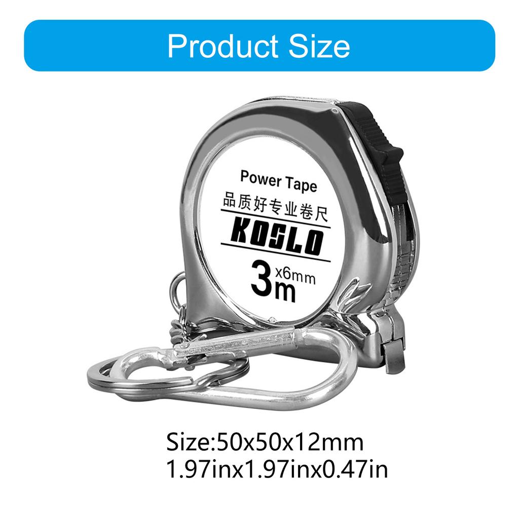 Компактная рулетка с карабином 3 метра Портативный корпус из АБС-пластика Углеродистая сталь Ленточная рулетка для дома офиса использования на открытом воздухе