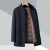 Зимнее мужское шерстяное двухстороннее пальто, воротник из утолщенного меха норки, подкладка средней длины из кашемира на утином пуху, новый фасон