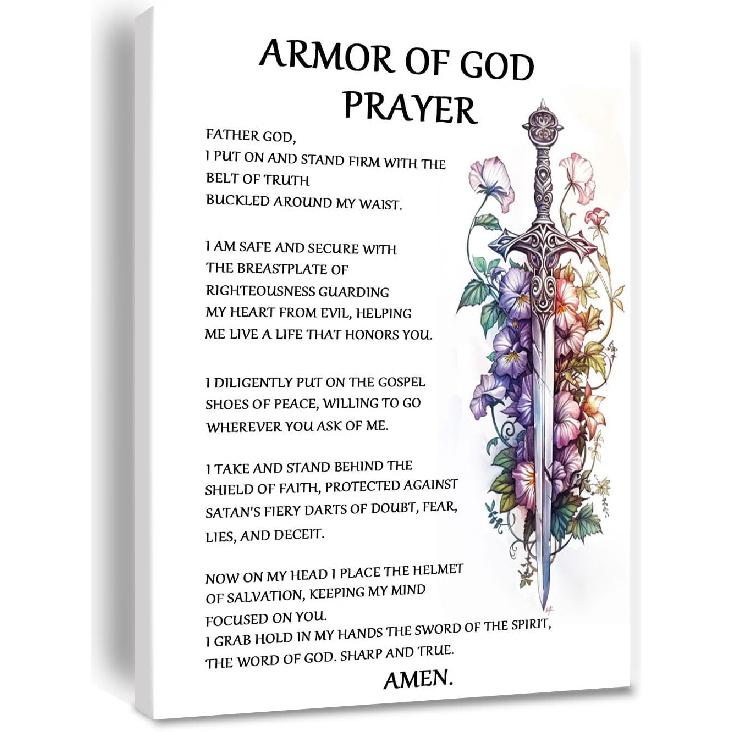 Armor of God Canvas Wall Art Christian Spiritual Warfare Prayer Wall Art,Victorious Christian Living Quotes Painting Artwork Wall Decor For Home