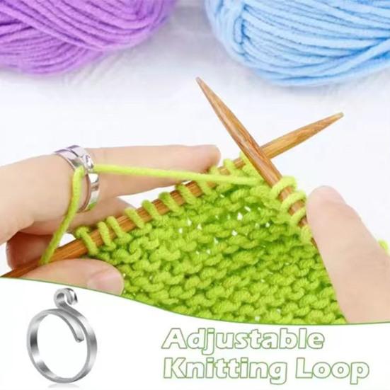 4Pcs Adjustable Knitting Crochet Loop Ring Set for Fingers 2 Style Metal Crochet Tension Ring Open Yarn Guide Finger Holders Knitting Thimbles