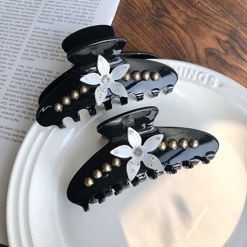 1 шт. Классический объем для волос «Вистерия», Элегантный большой размер с инкрустацией бриллиантами, Женский французский стиль люкс, Зажим-акула, Заколка для волос