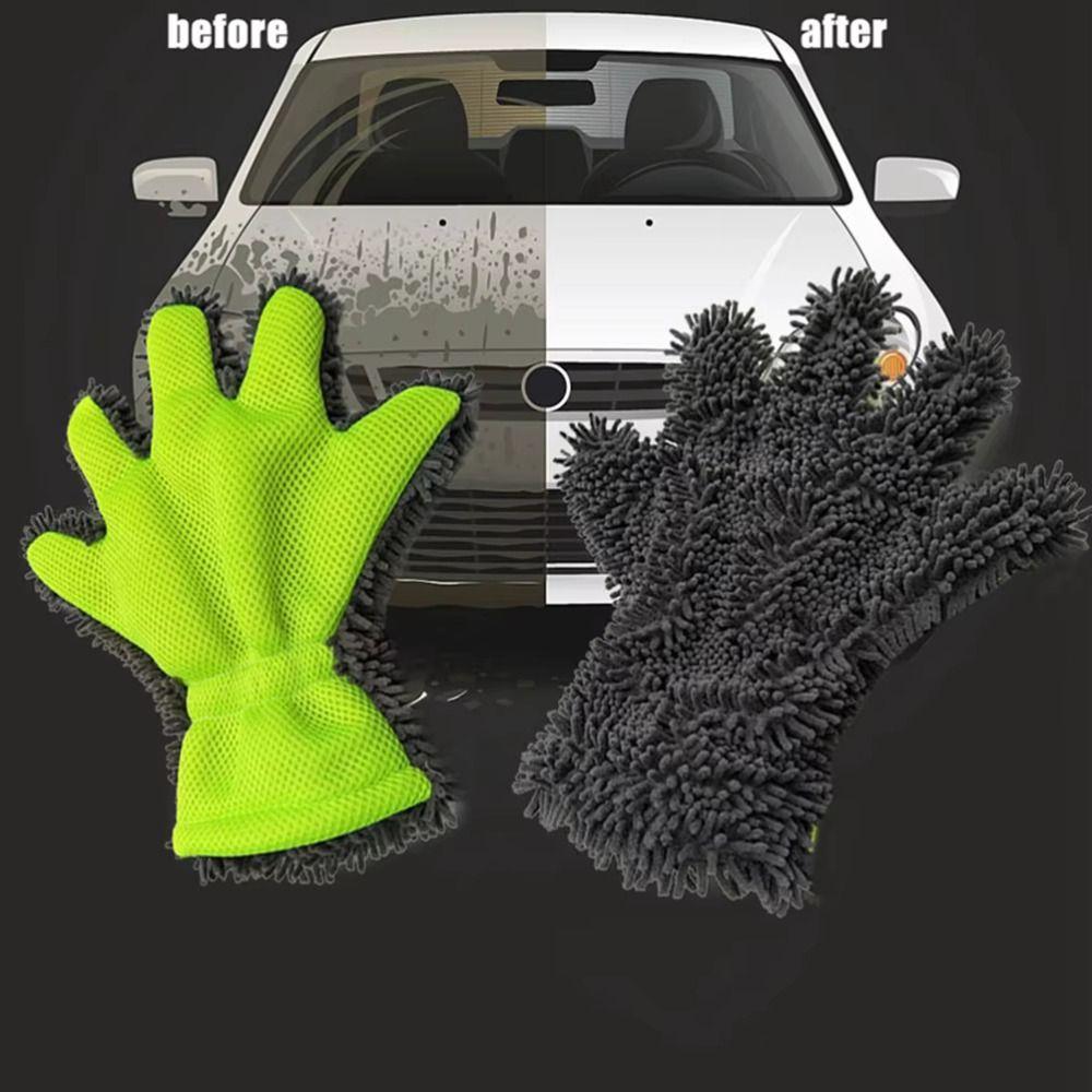 Anti-Scratch Car Washing Gloves Thick Cleaning Glove 5-Finger Design Washing Mitt Auto Detailing