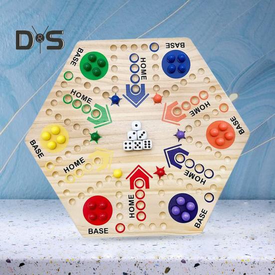 Двусторонняя летающая шахматная игра с мраморными кубиками для 4-6 игроков. Интерактивная летающая деревянная настольная игра для детей и взрослых. Развивающая игрушка.