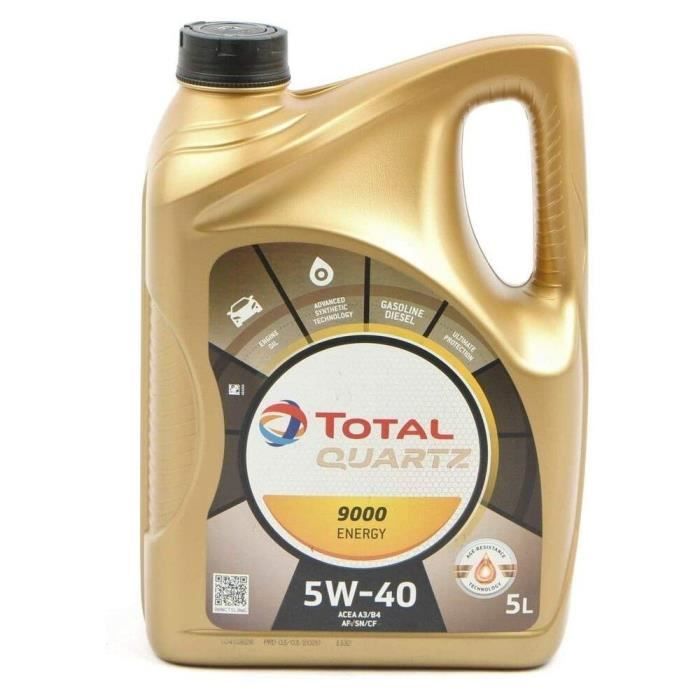 Huile total synthese 5w40 quartz energy 9000 5 litres