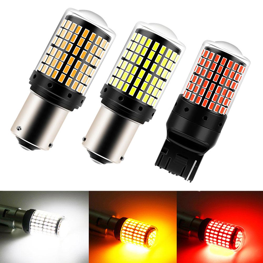2 шт. автомобильный светодиодный указатель поворота 144SMD Canbus 1156 BA15S P21W BAU15S PY21W T20 7440 W21W P21/5W 1157 BAY15D безошибочная автоматическая тормозная лампа 12 В