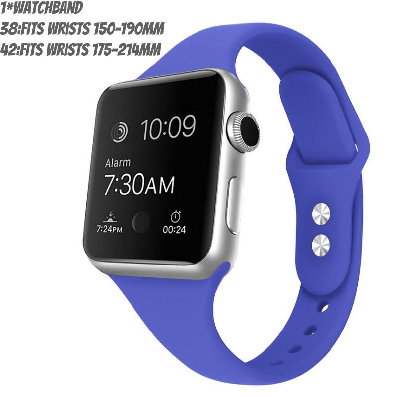 Ремешок для Apple Watch с тонкой талией, силиконовый ремешок, двойная пряжка, легкий, для фитнеса