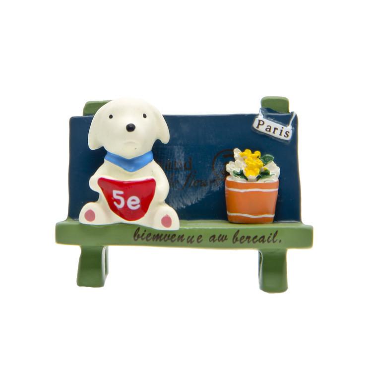 Cute Cartoon Dog Flower Bench Reading Scene Model For Desk Decor And Photography Props