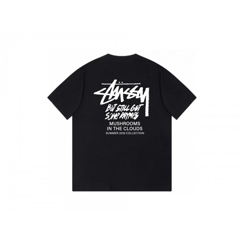Футболка Stussy с коротким рукавом для подростков Свободный крой Хлопок 270 г Круглый вырез Повседневная одежда