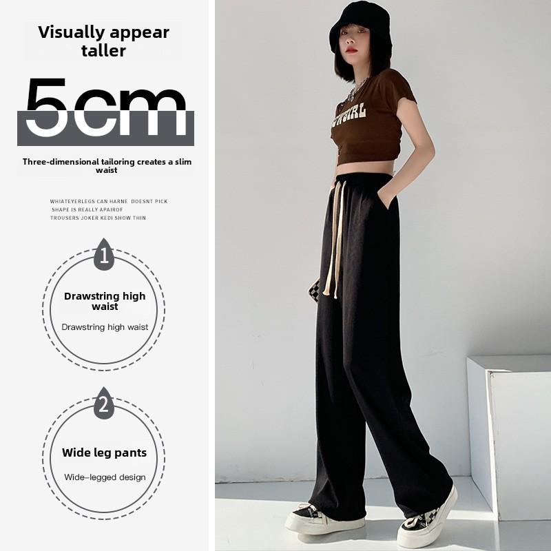 GMXIA Узкие широкие брюки женские прямые спортивные брюки весна-лето маленькие повседневные брюки с высокой талией белые