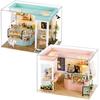 (t-FREAK) Dollhouse DIY Kit Set Miniature SHOP SERIES (Set of 2, Pink + Blue)