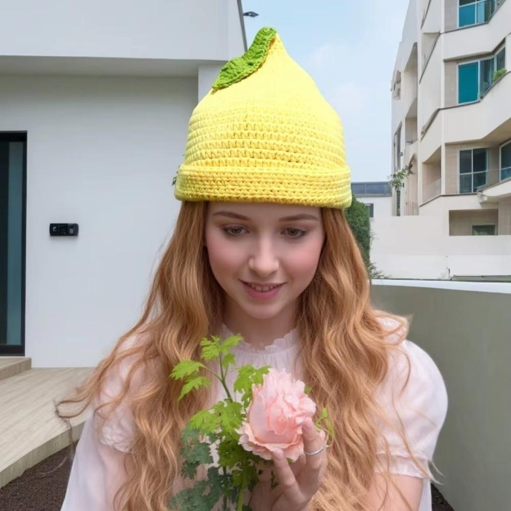 Warm Strawberry Pullover Cap Soft Skiing Hat Creative Pineapple Beanie Winter Head Accessory