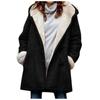 2025 Winter Simple Original Style Coat Solid Color Casual Button Cardigan Warm Medium Long Hooded Women's Coat