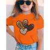 Детская футболка с принтом сердца Леопардовое Сердце Любви Тренд Милый Летний Топ с Круглым Вырезом Модная Футболка с Коротким Рукавом и Графическим Принтом Одежда