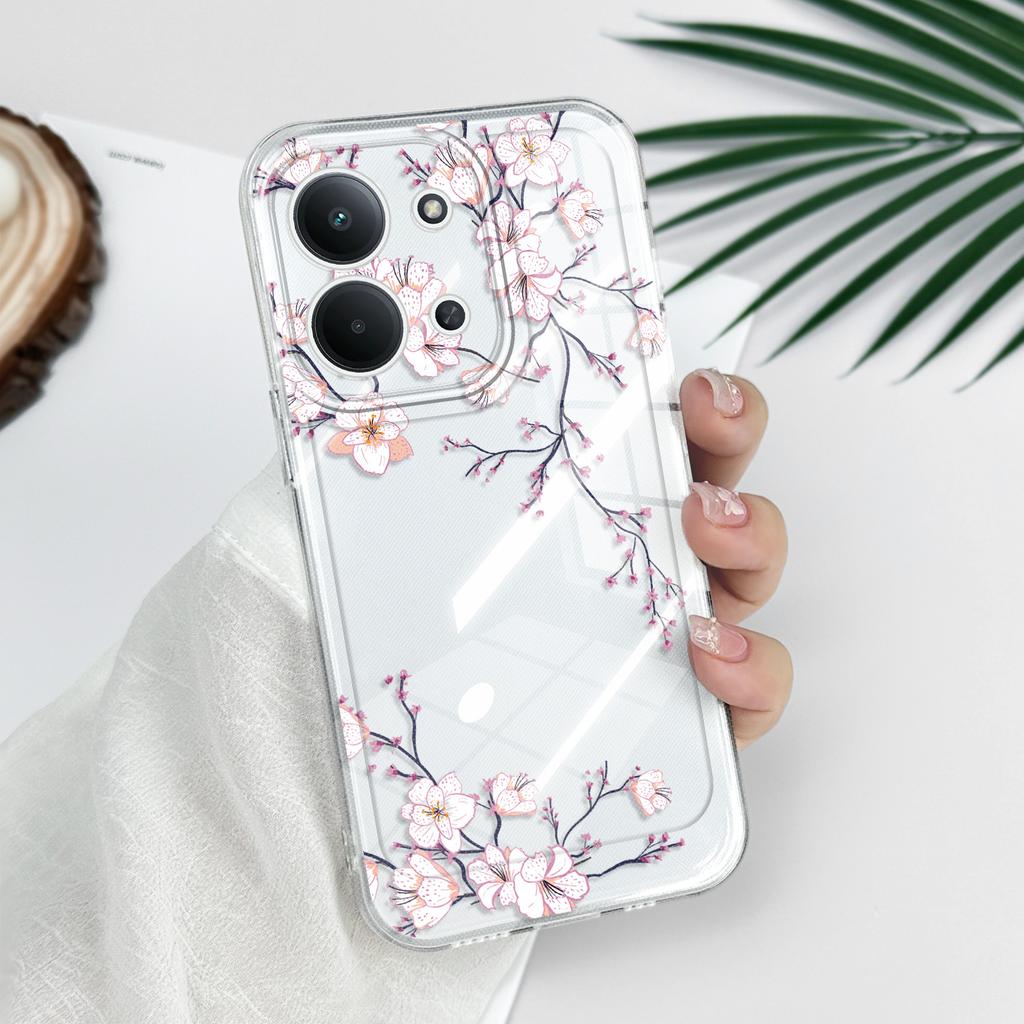 Прозрачный чехол для телефона 'Цветочный танец' для Xiaomi Redmi Note 14 13 12 Pro Plus 15 15C 13 13C 12 12C Мягкая крышка из ТПУ
