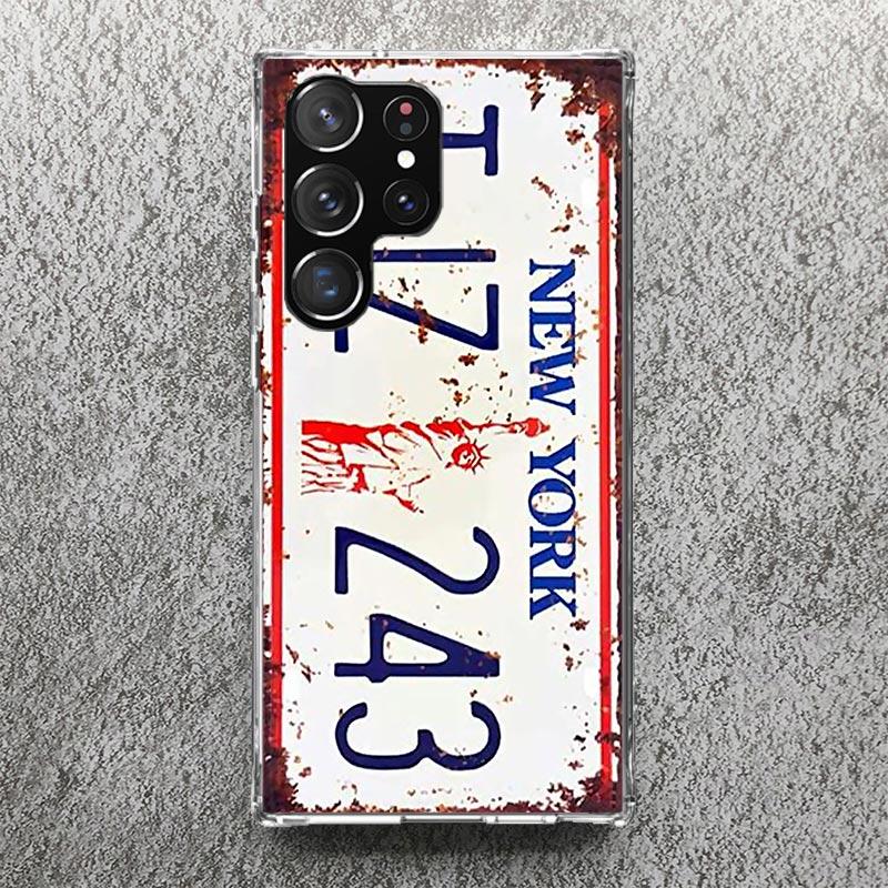 License New York Plate Number Phone Case For Samsung Galaxy S25 S24 S23 Ultra S22 Plus S21 S20 FE S10 + S25Ultra S24U Soft Cover