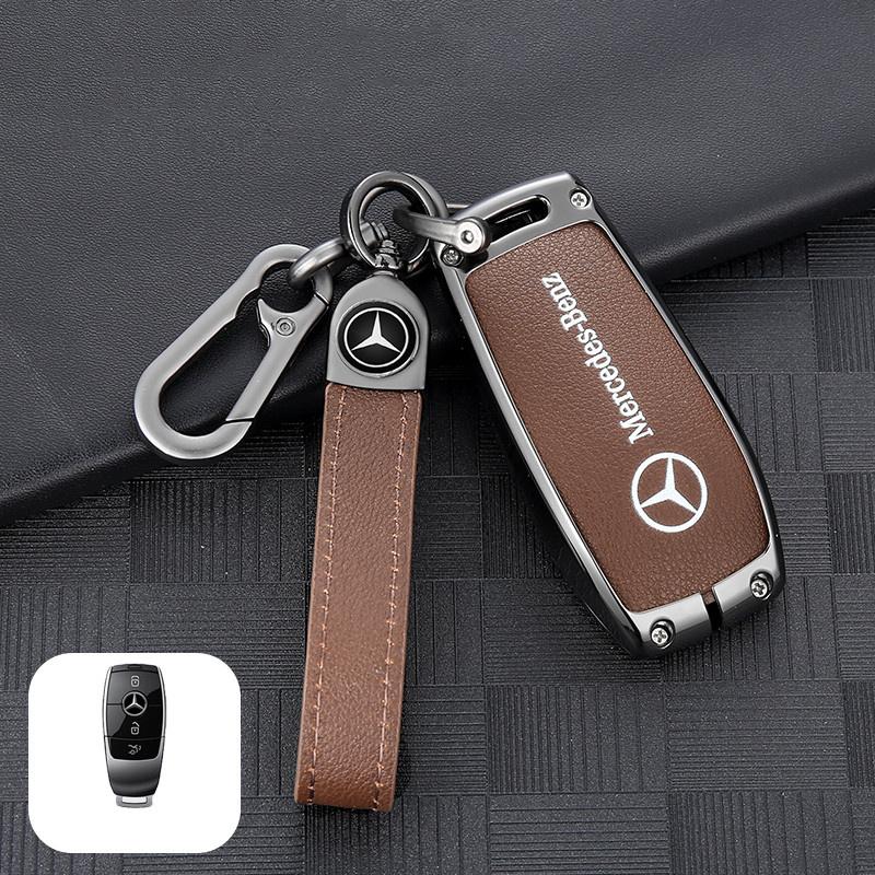 Zinc Alloy Leather Car Remote Smart Key Case Cover Auto Accessories for Mercedes Benz A C E S Class GLC CLE CLA GLB GLS W205 AMG JKLMP1