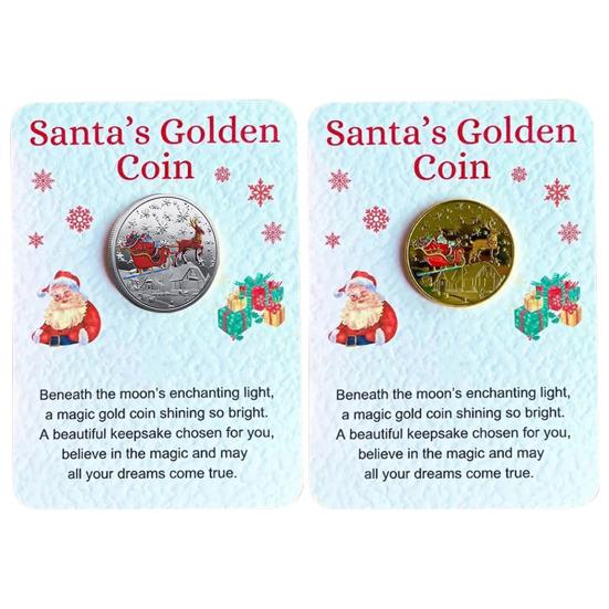 Рождественская сувенирная монета Санта-Клаус Монета с изображением лося Металлическая коллекционная праздничная монета для детей Подарочные рождественские вечеринки Чулки Наполнители