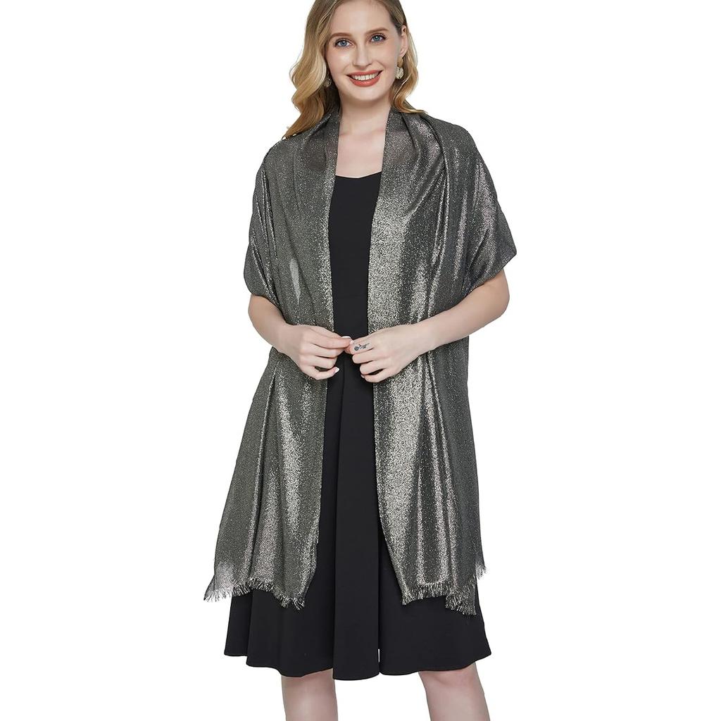 Women's Sparkling Metallic Evening Shawl Lightweight Shawl Extra Large Dressy Shawls and Wraps for Party