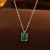 Dropshipping Gift CJH  S925 Pure Silver Rectangular Necklace, Women's Geometric Minimalist Light Luxury Accessory