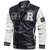 Men's Spring and Autumn New Leather Jacket Men's Casual Jacket PU Jacket Baseball Velvet Stand Collar Men's Leather Jacket