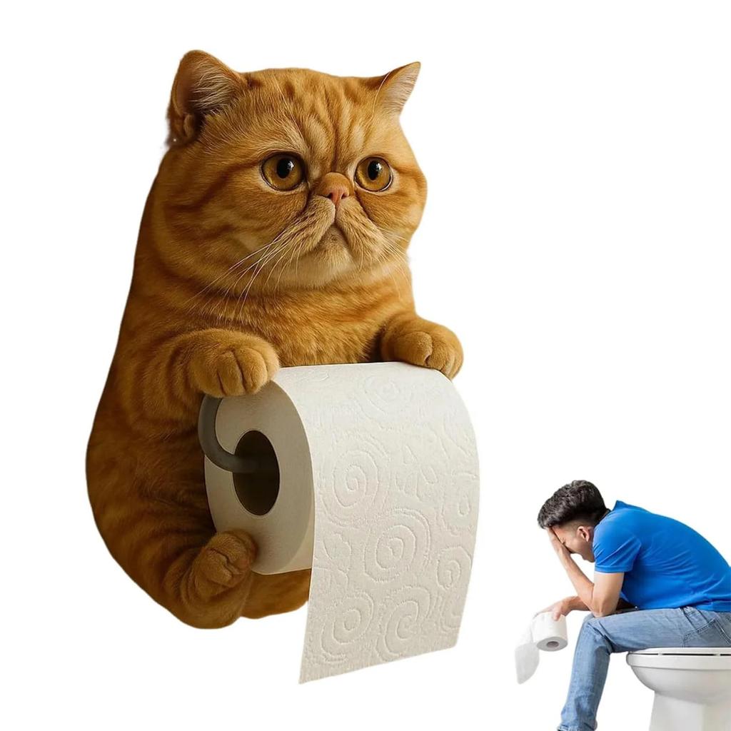 Держатель для бумажных полотенец в виде кота, забавный держатель для бумажных полотенец в виде кота в 3D, настенная стойка для хранения туалетной бумаги для ванной и кухни
