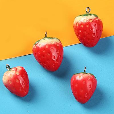 10 шт. Смоляные Поддельные Клубничные Фигурки Еды Шармы для DIY Брелока Подвески Ожерелья Украшения Аксессуары для Изготовления Ювелирных Изделий Новые