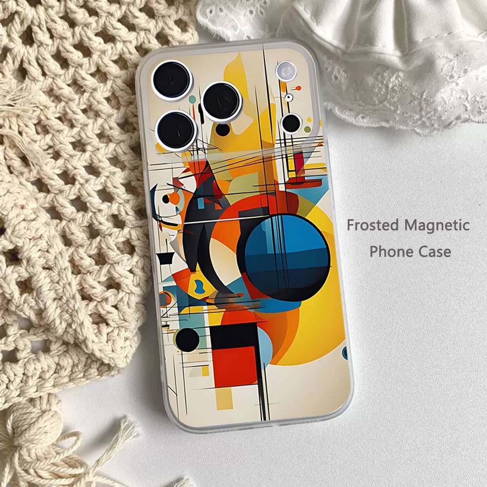 Abstract Piet Mondrian Frosted Clear Magnetic Case for iPhone 17,16,15,14,13,12,11 Pro,Max,Plus,Mini,Air,E