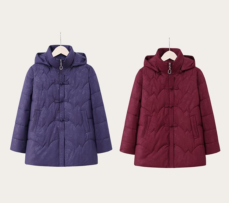 Elderly Women's Winter Cotton Coat with Detachable Hood - Loose Plus Size Warm Jacket for Mothers and Mother-in-Laws