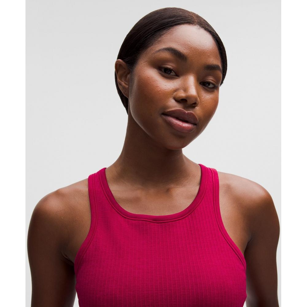 Lululemon EBB To Street Cropped RaCerBaCk Tank Top  Light Support  B C Cup Berry rumBle