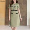 Women Casual Round Neck Summer Short Sleeve Sheath Dress