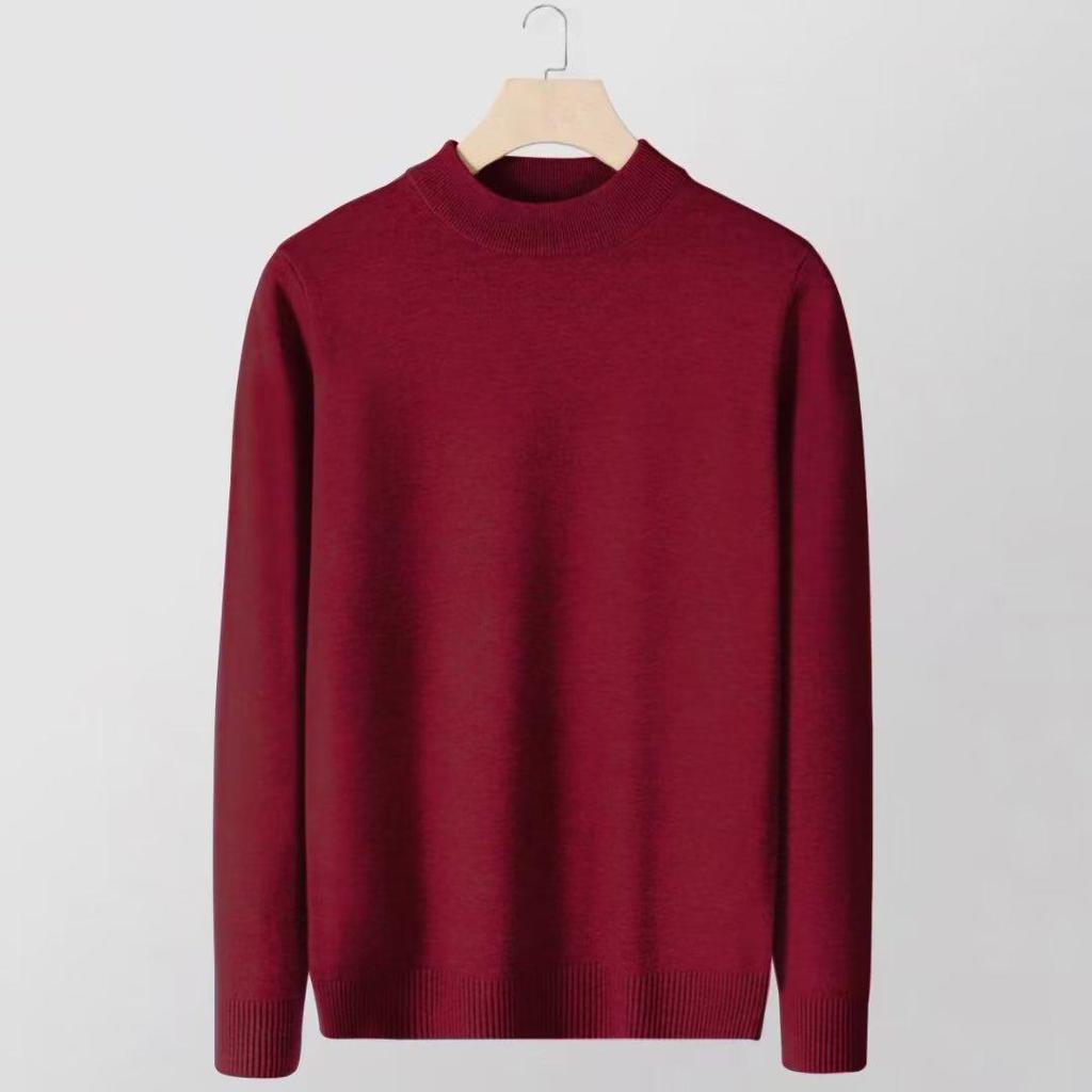 2024 Autumn/Winter Men's Youth Half Turtleneck Knitted Sweater - Casual Mid-Neck Top