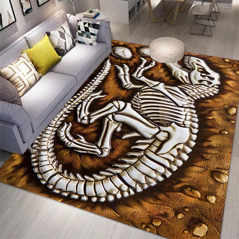 1pc Creative Dinosaur Fossil Pattern Area Rug,Stain Resistant Anti-slip Non-Shedding Carpet,For Living Room Bedroom,Low-pile Carpet,Machine