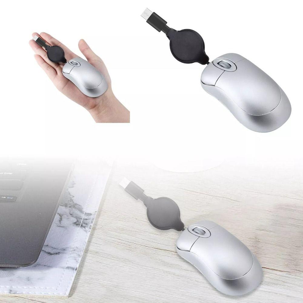 Type C USB C Mouse Retractable Cable Retractable Mouses Creative Wired Mouse