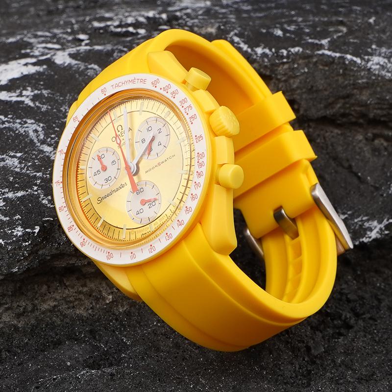 Для ремешка для часов бренда Omega Swatch Co Силиконовый Planet System Изогнутый силикон Для ремешка для часов Rolex Water Ghost 18 мм 19 мм 20 мм 21 мм 22 мм