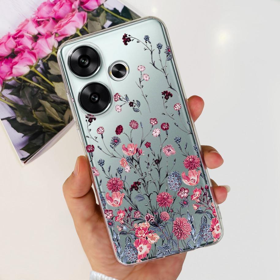 For Xiaomi Poco F6 Case Popular Butterfly Flower Soft Clear Silicone TPU Back Cover For Xiaomi Poco F6 5G F 6 PocoF6 Phone Cases