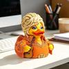 Whimsical Duck Statue for Office Charming Novelty Ornament, Musical Theme with Guitar Decorative Figurines Display Case Decor, Collectible Sculpture