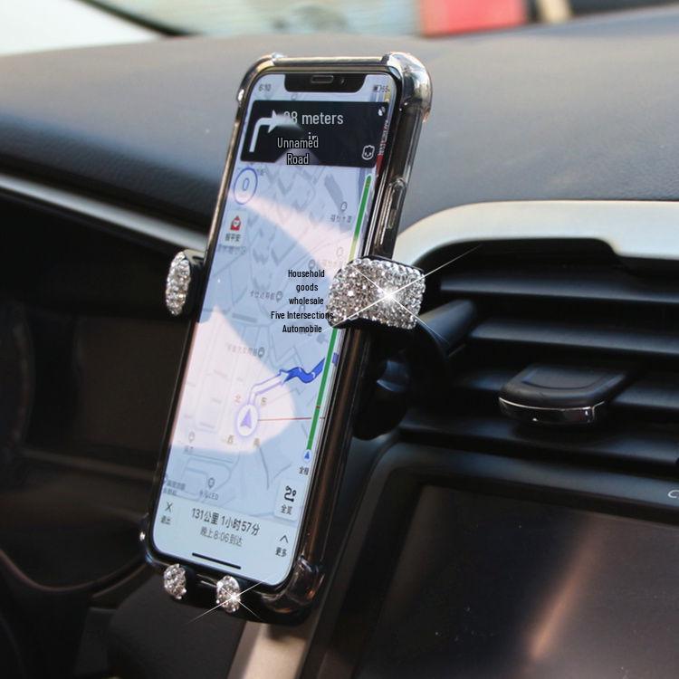 Универсальный автомобильный держатель для телефона с креплением на воздуховод, инкрустированный бриллиантами, с присоской
