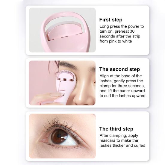 Электрические щипцы для завивки ресниц с подогревом, 3 температурных режима, USB-перезаряжаемые, портативные, быстро нагревающиеся, женские инструменты для завивки ресниц