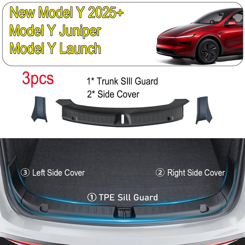 For Tesla New Model Y LAUNCH 2025 Juniper 2025+ Trunk Threshold Strip TPE Anti Scratch Protection Lid Cover Trunk Sill Guard Mat