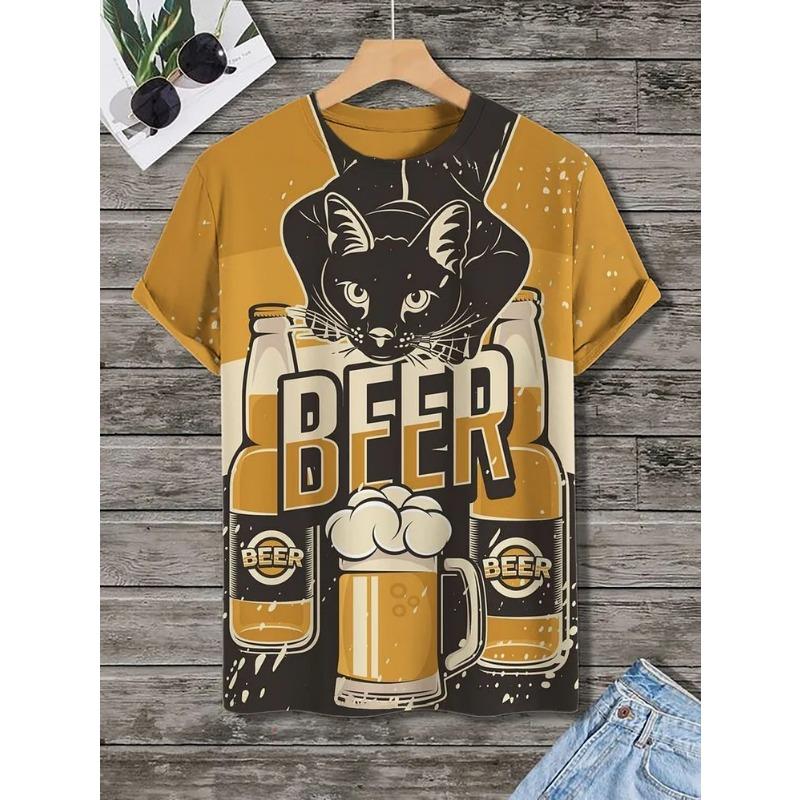 Мужская футболка с забавным принтом животных и кошек, футболки с короткими рукавами, футболки с 3D-принтом и круглым вырезом, повседневная летняя мужская одежда для вечеринок