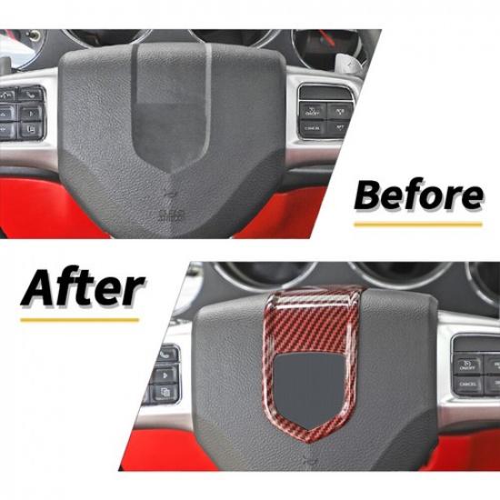 Steering Wheel Center Trim For Dodge Challenger/Charger/Durango 09-14 Red Carbon
