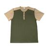 Мужская повседневная свободная футболка-henley с коротким рукавом и цветовыми блоками