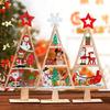 Wooden Christmas Tabletop Sign DIY Xmas Tree With Snowman Santa Pattern Table Ornaments Merry Xmas Decoration For Home New